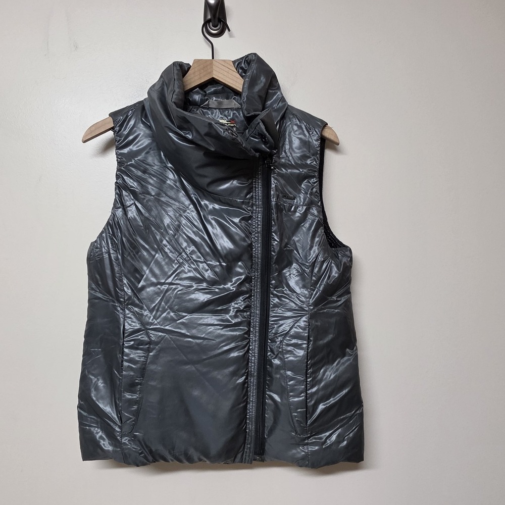 RLX Ralph Lauren Down Puffer Vest Gray Metallic Full Zip Women's Small Packable
